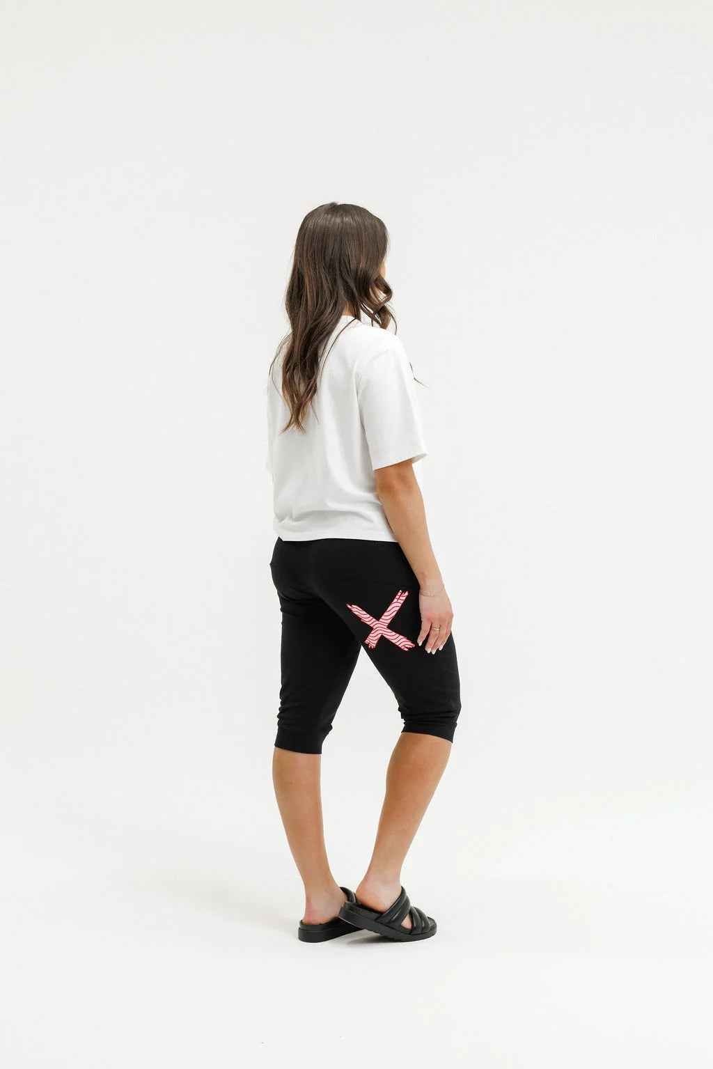 Home-lee 3/4 Apartment Pants - Black with Cherry/Blush Squiggle X