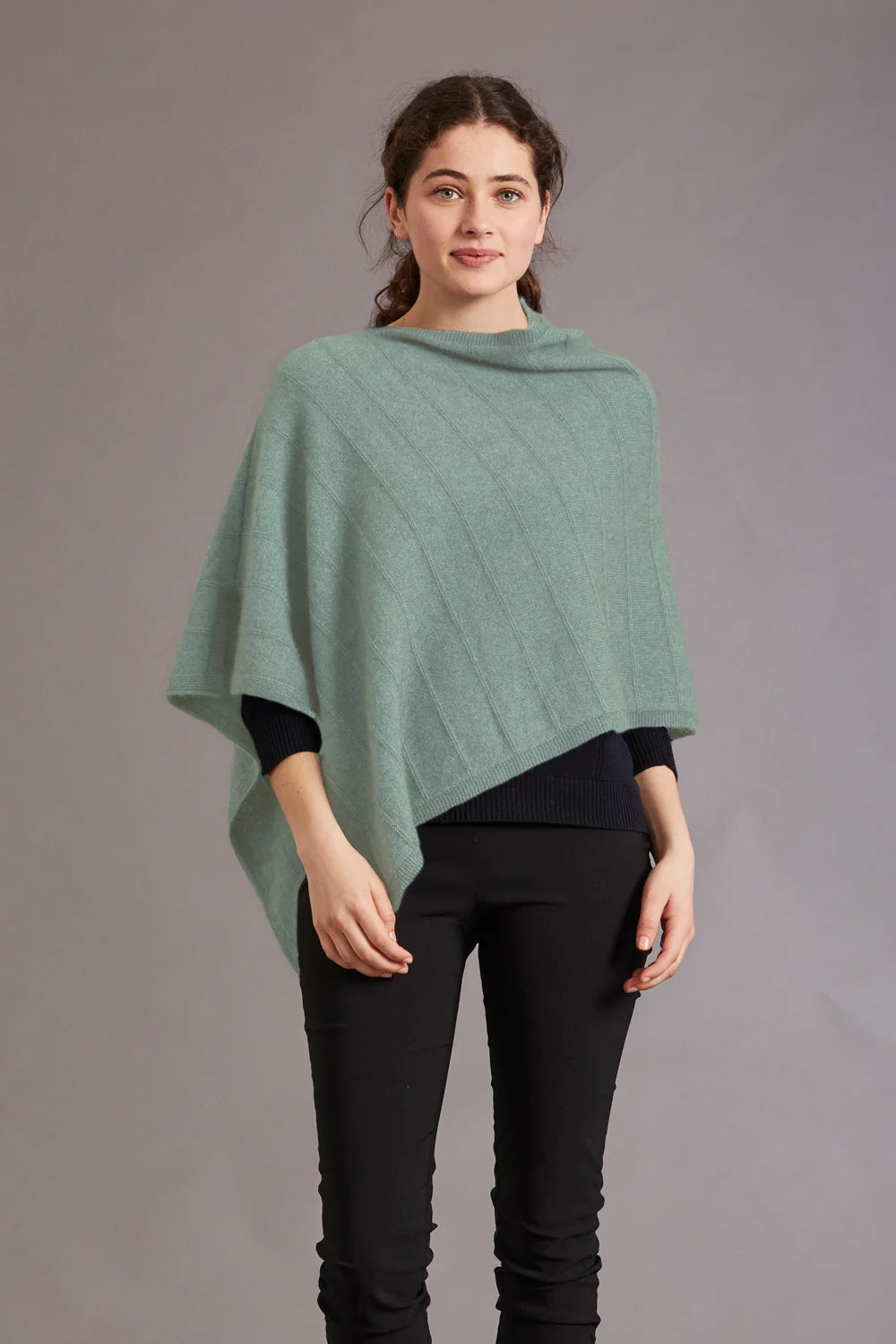 McDonald Textiles Garter Detailed Poncho Mint