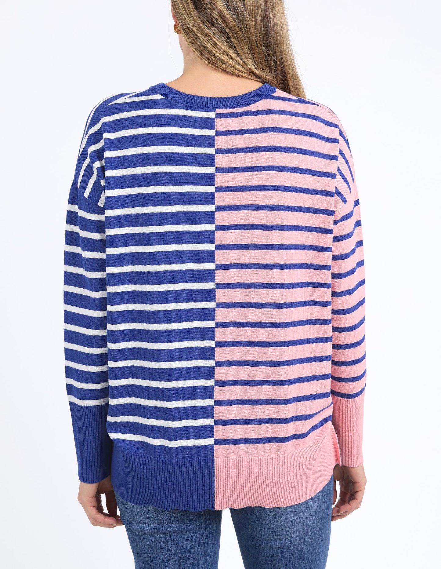 Elm Louise Spliced Knit Deep Blue/Pink Blush