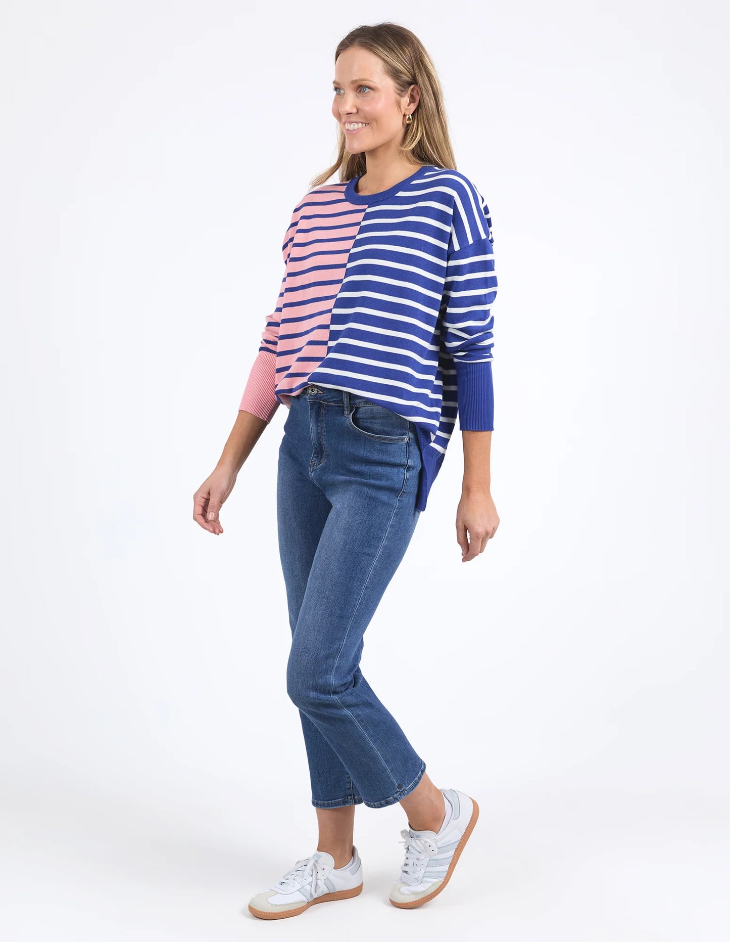 Elm Louise Spliced Knit Deep Blue/Pink Blush