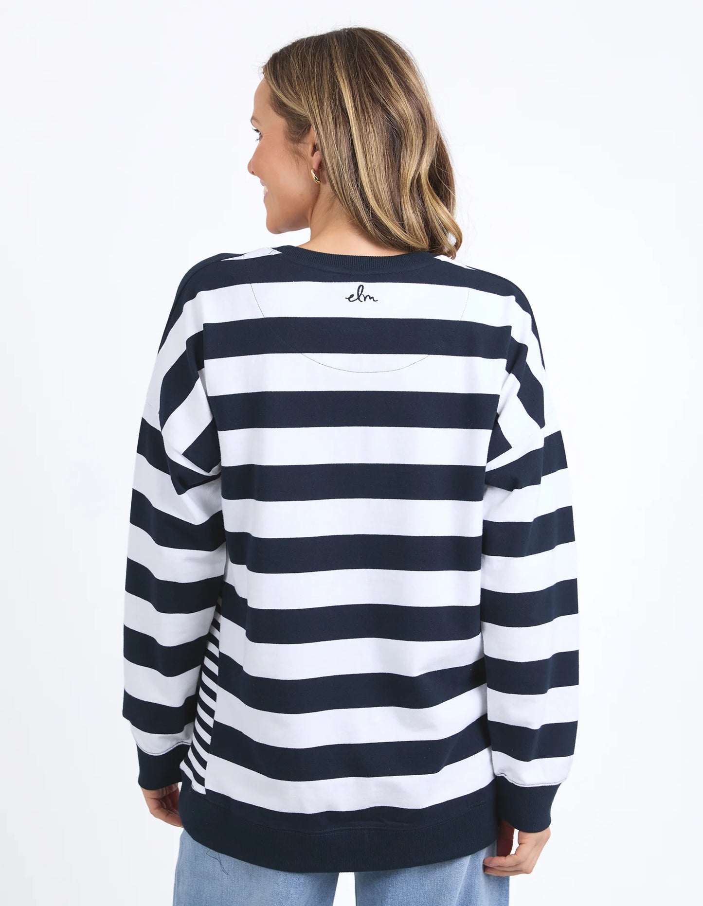 Elm Mill Crew Navy & White Stripe