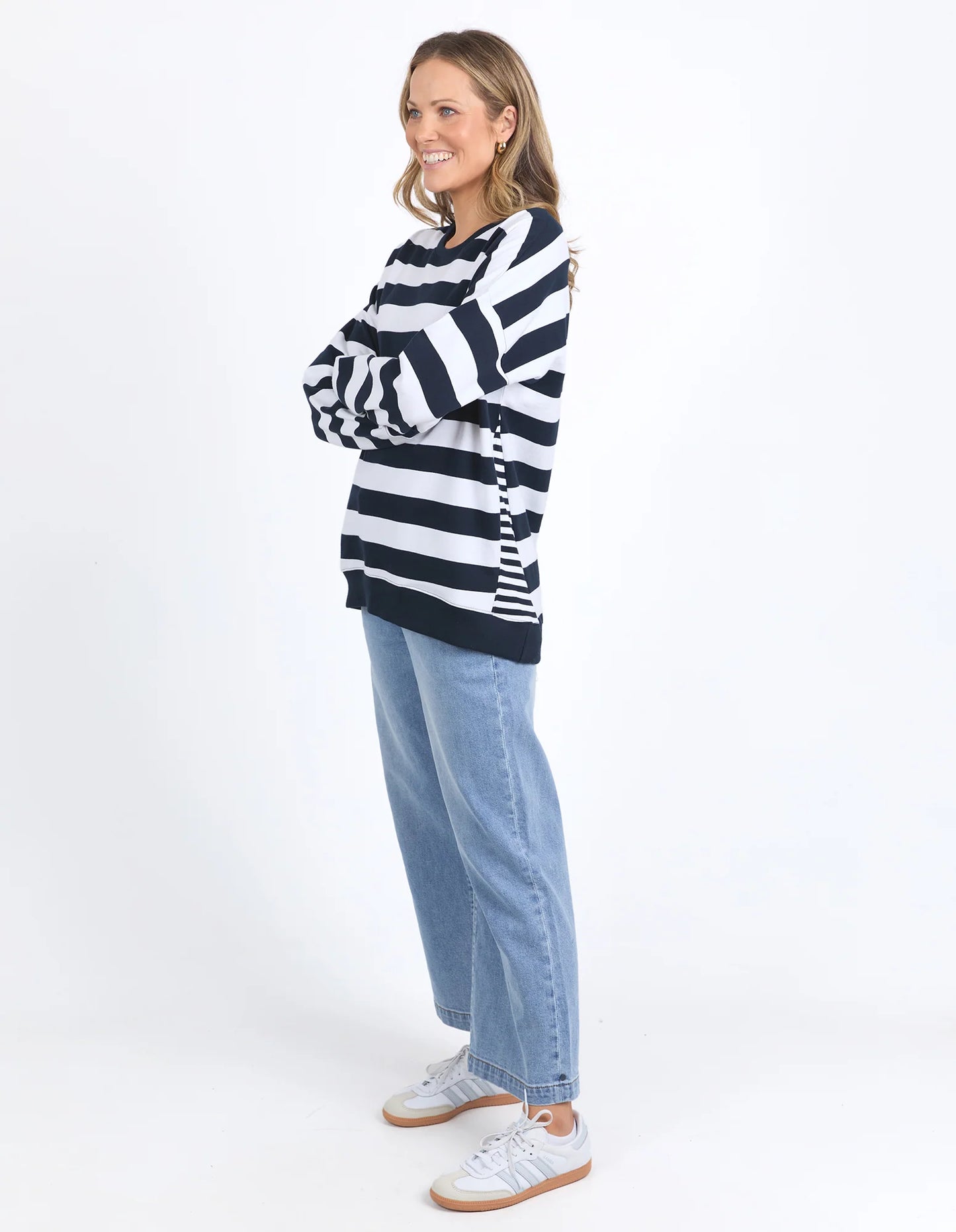 Elm Mill Crew Navy & White Stripe