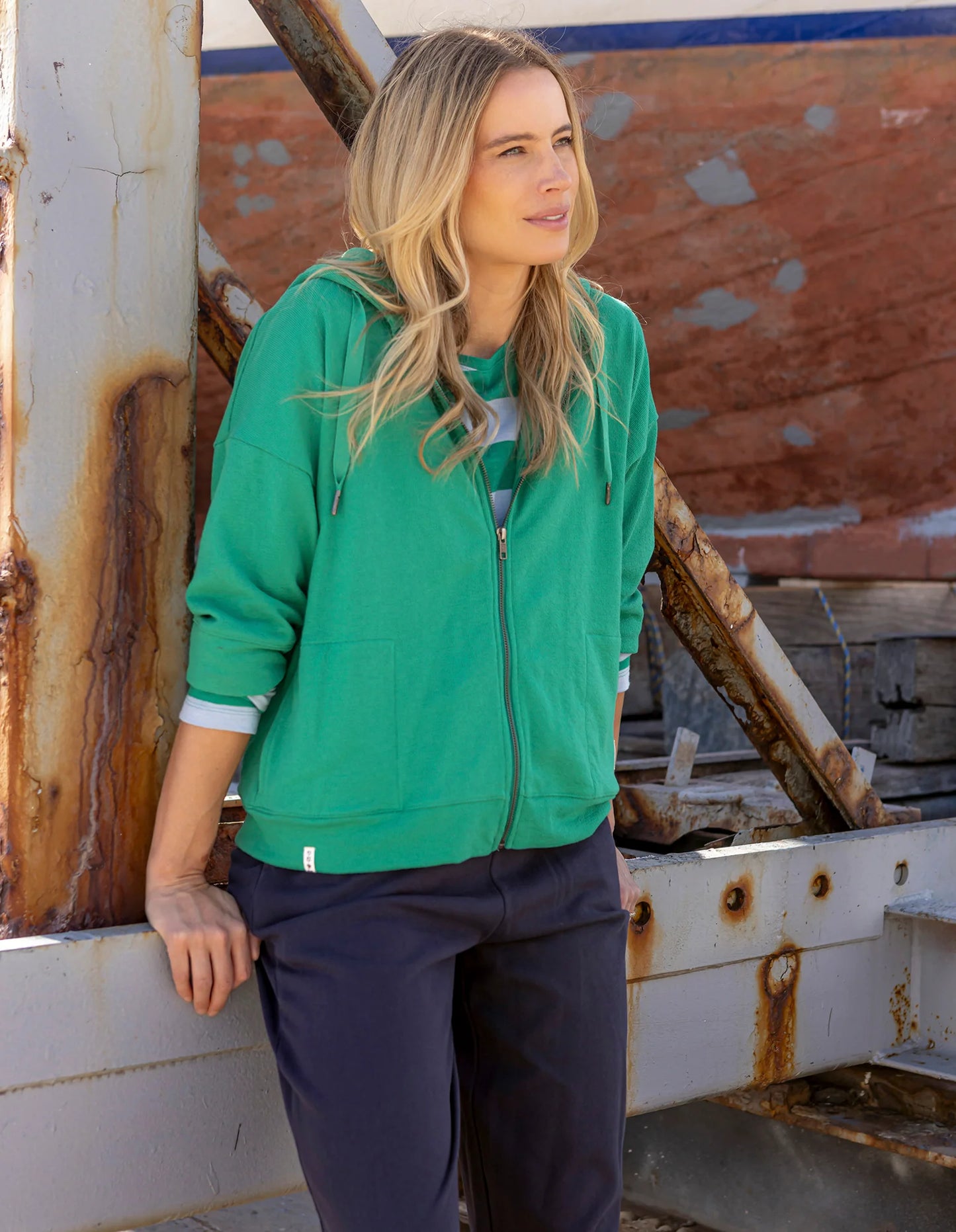 Elm Beachy Zip Hoodie Turquoise