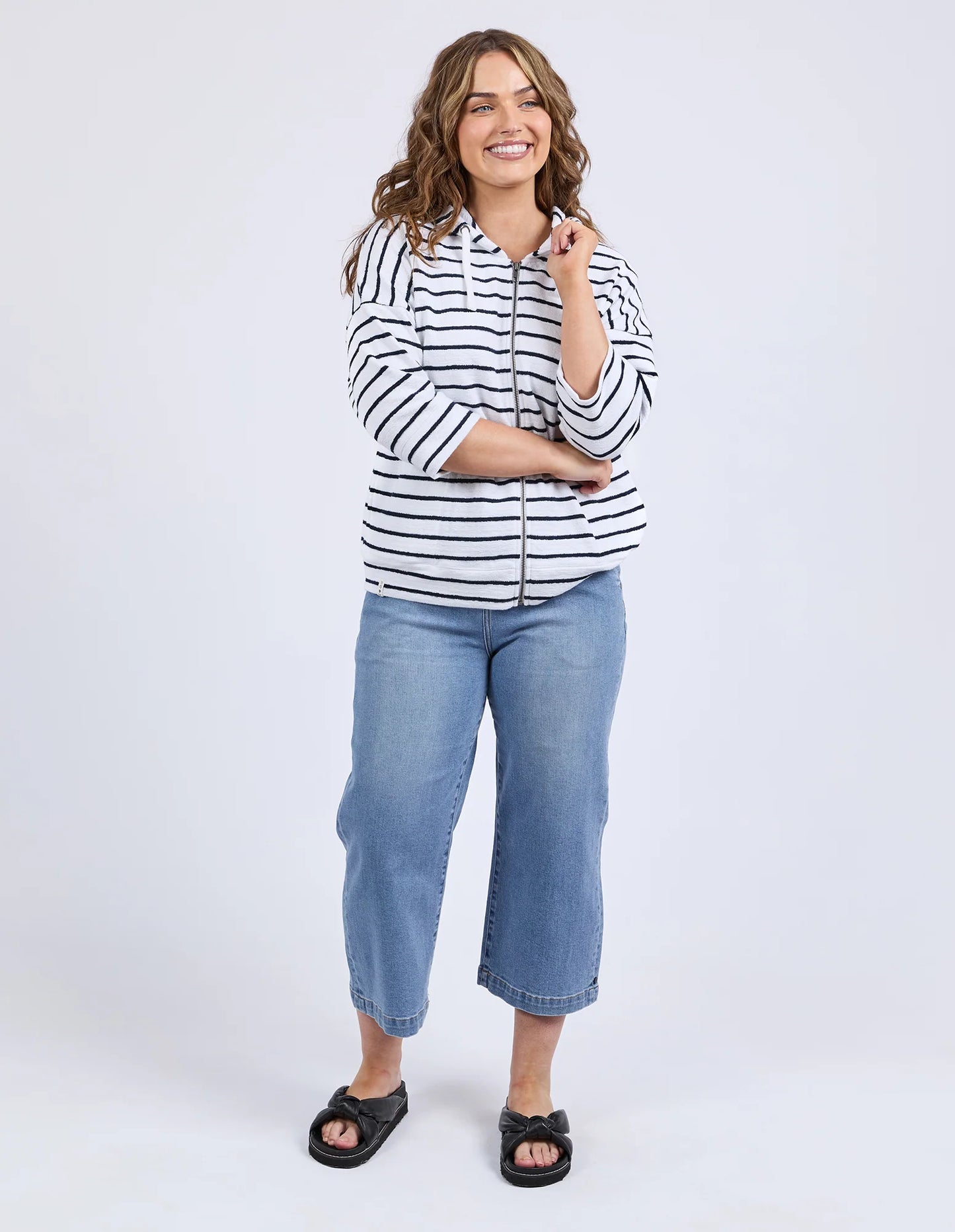 Elm Beachy Hoodie - Stripe White / Navy Stripe