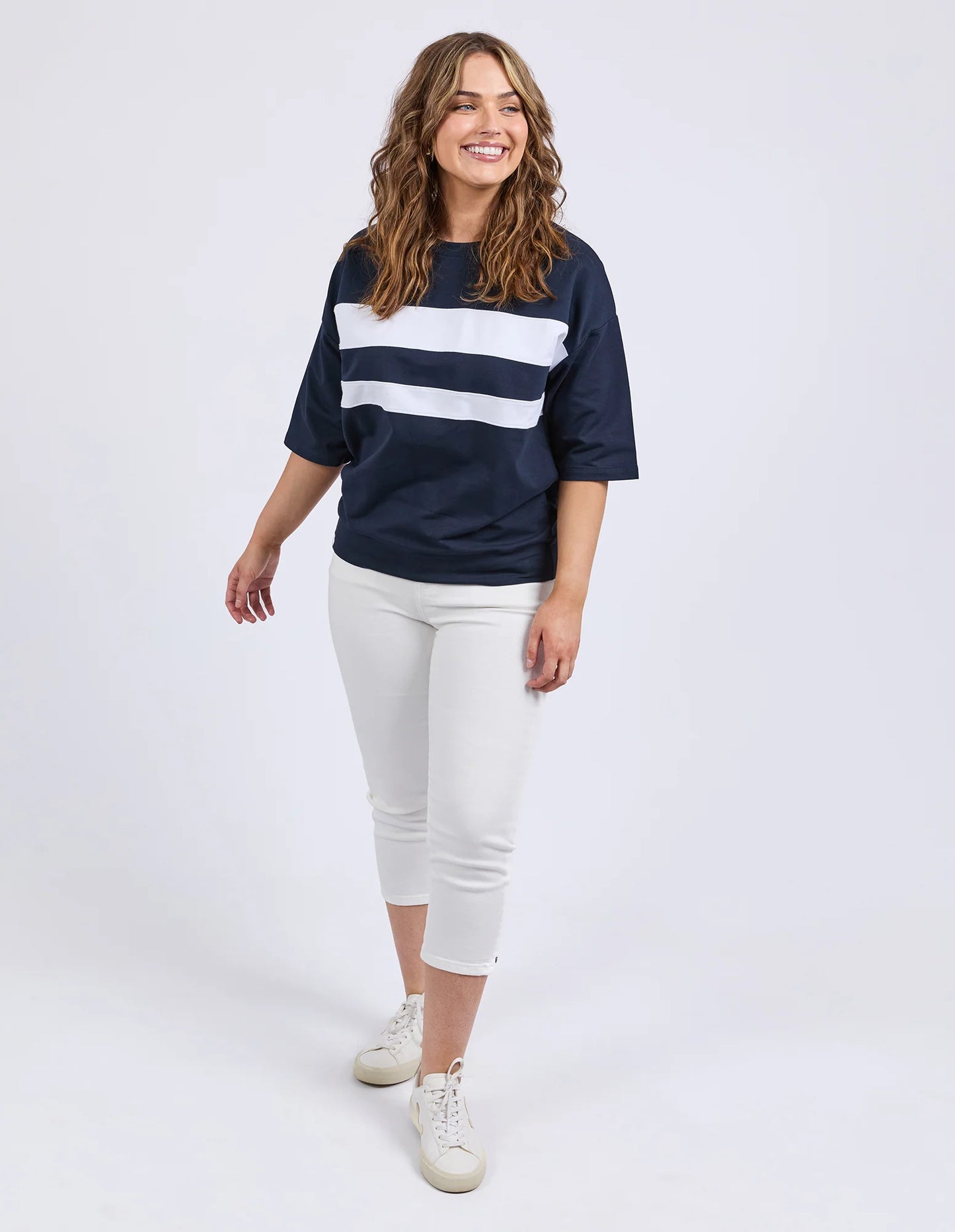 Elm Nico Sweat Navy & White