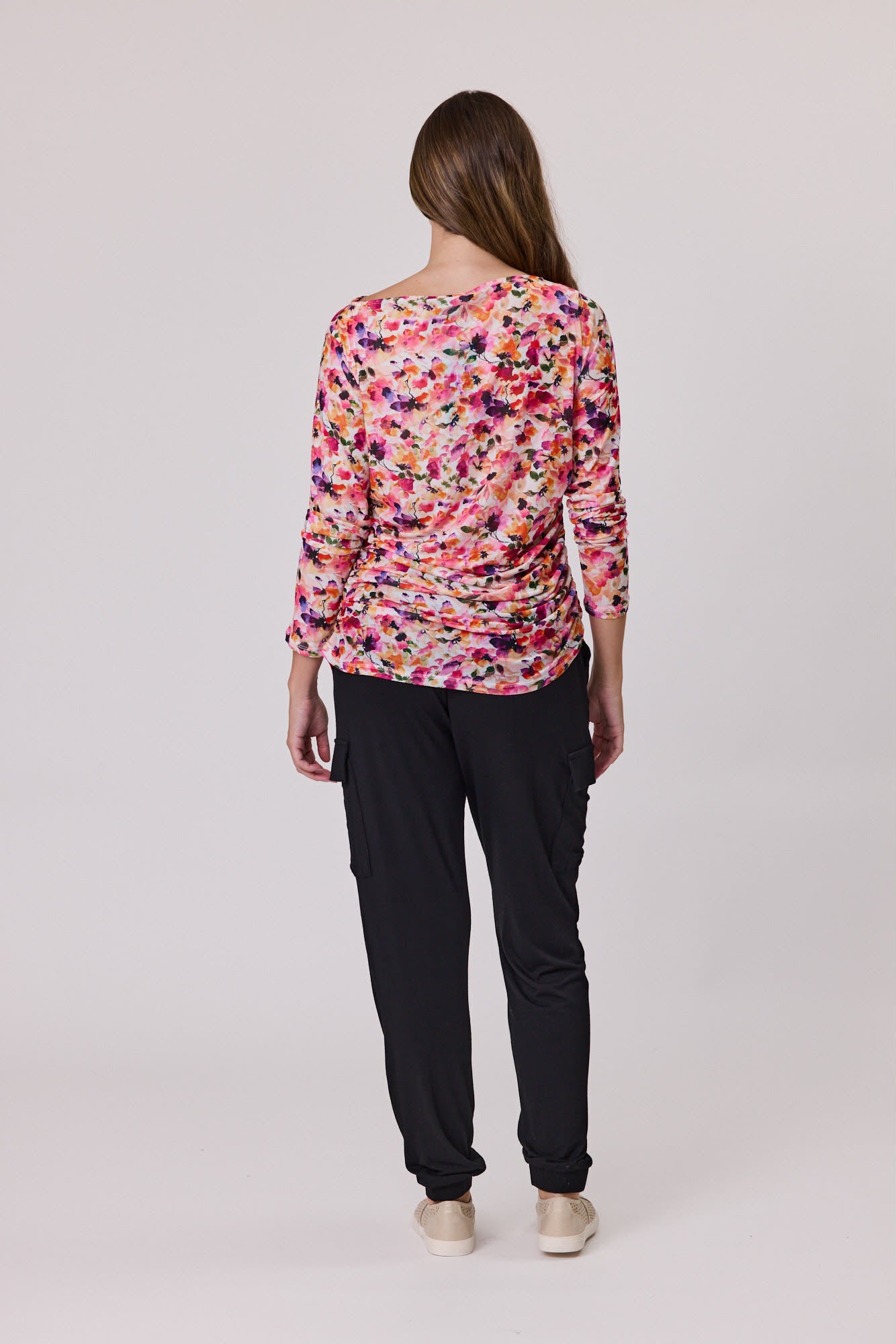 Jet Blonde Rouched Mesh Top Floral