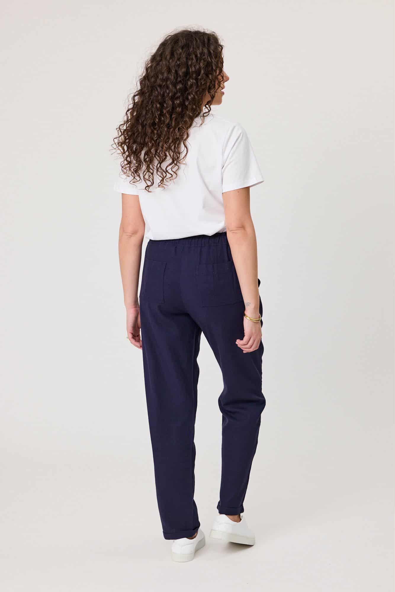 Jet Blonde Linen Pant Navy