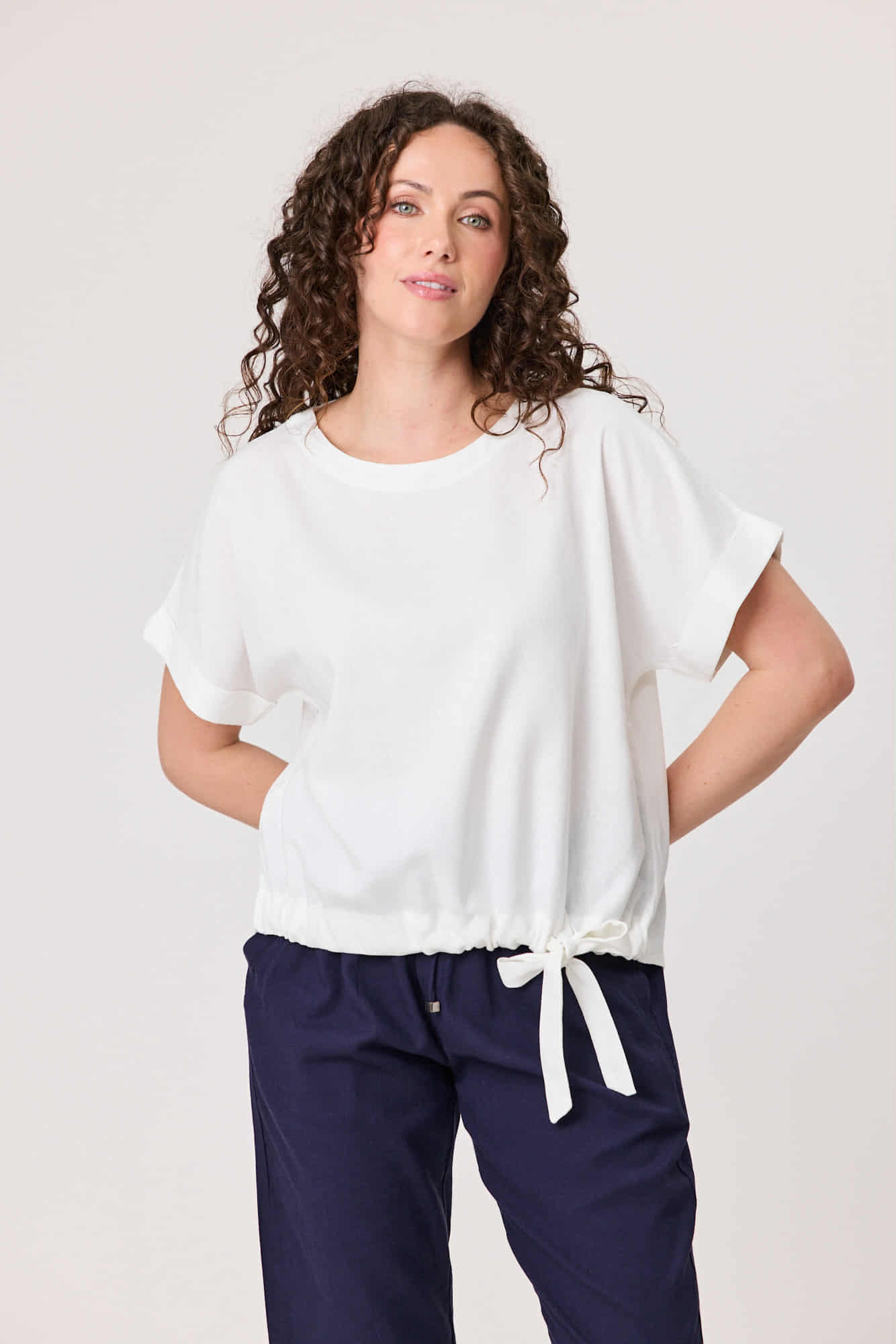 Jet Blonde Linen Tee Top White