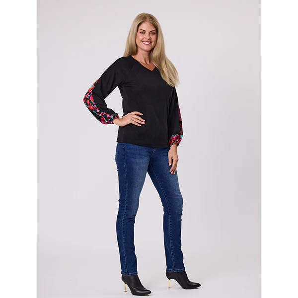 Democracy Isabelle Print Panel Top Black