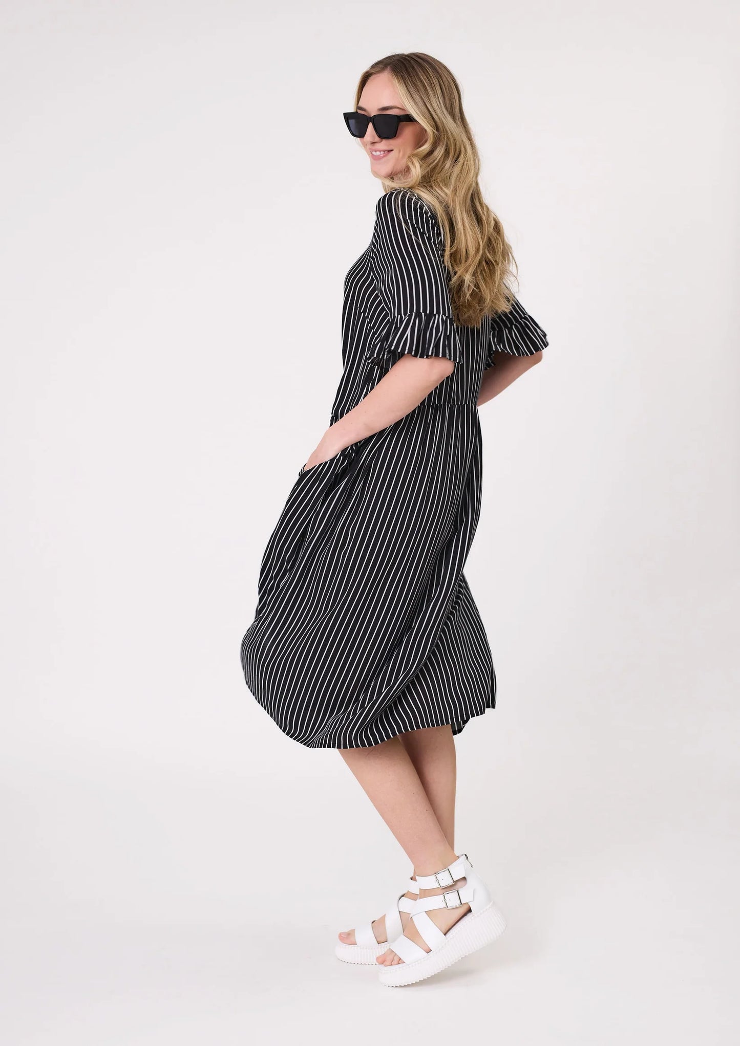 Lemon Tree Design Madonna Dress Black White Stripe