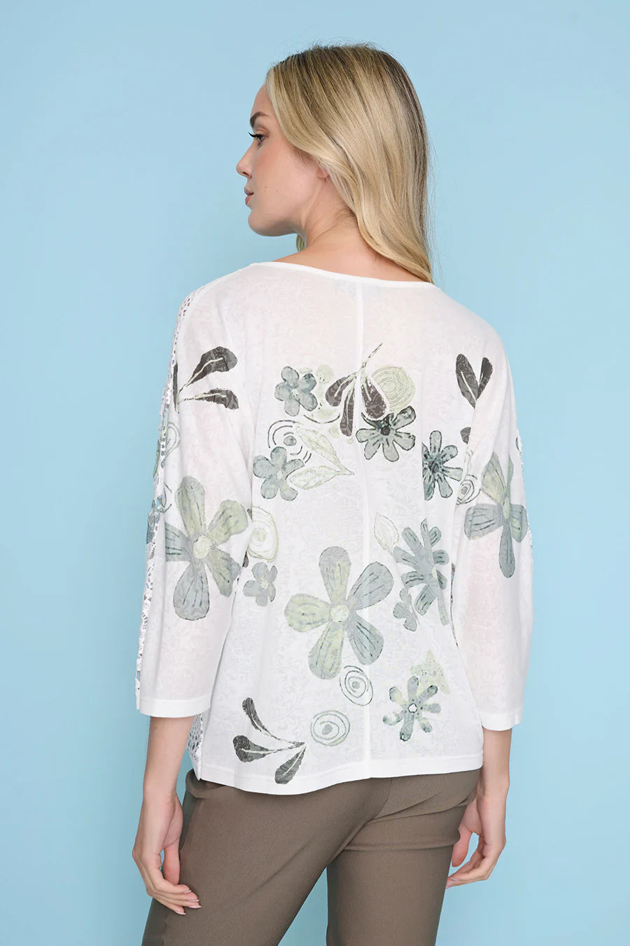 Picadilly Floral Printed Drawstring Ruched Top