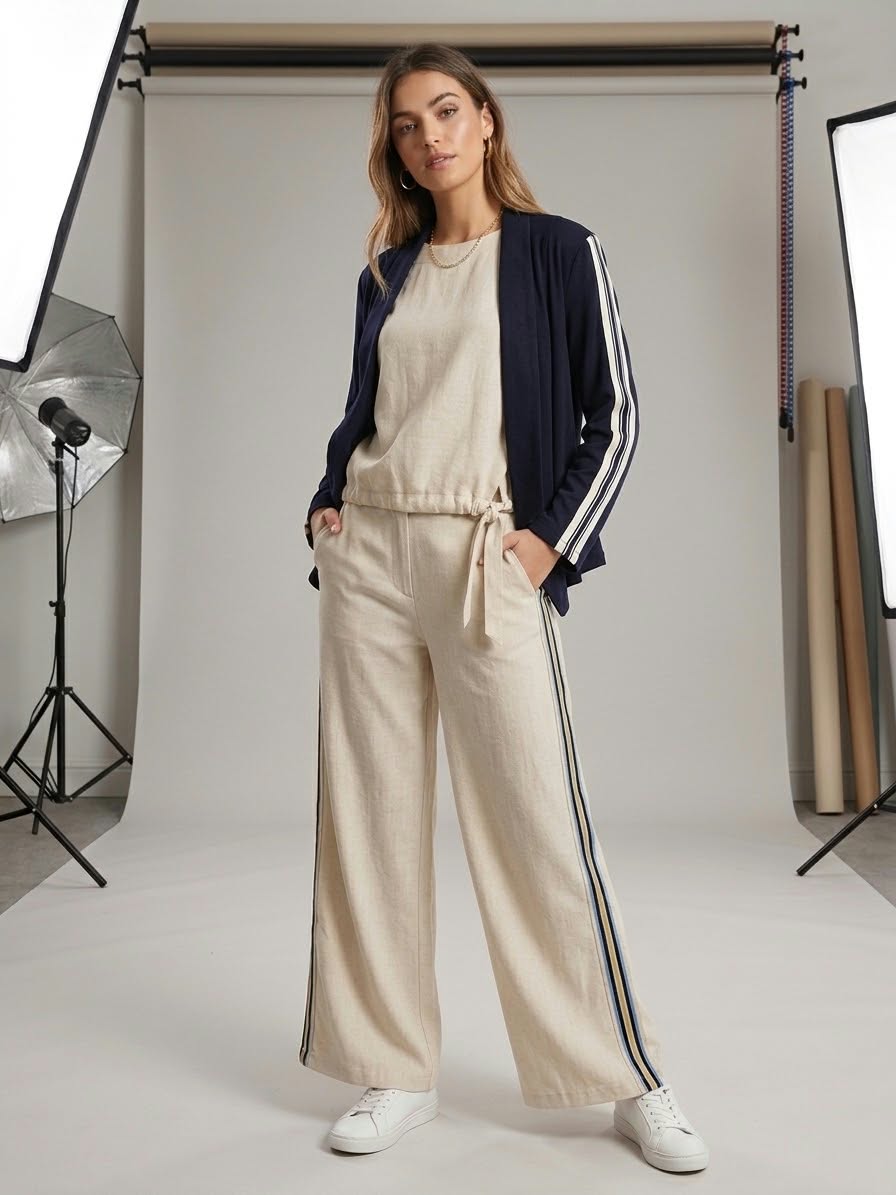 Jet Blonde Linen Mix Pant Natural