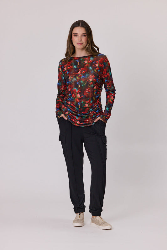 Jet Blonde Rouched Mesh Top Tulip