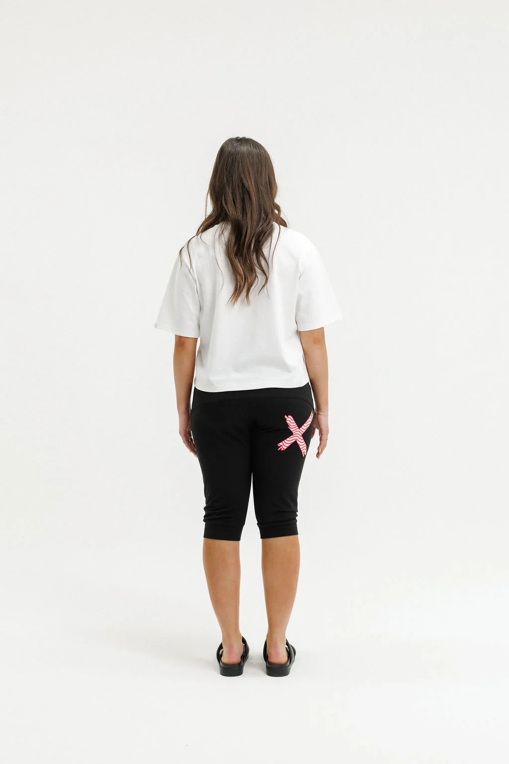 Home-lee 3/4 Apartment Pants - Black with Cherry/Blush Squiggle X