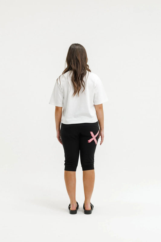 Home-lee 3/4 Apartment Pants - Black with Cherry/Blush Squiggle X