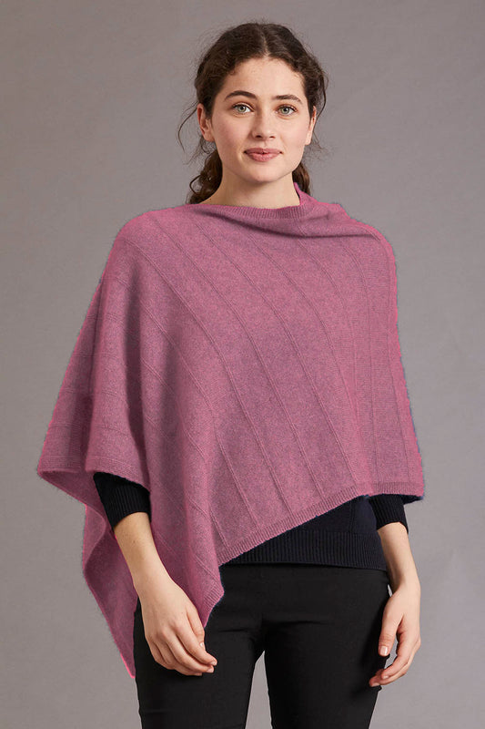 McDonald Textiles Garter Detailed Poncho Heather