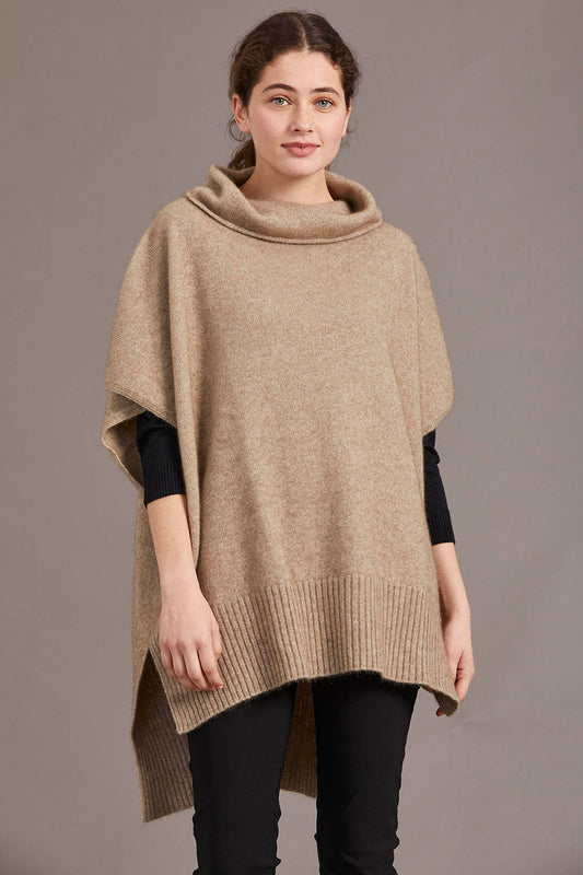 McDonald Textiles Step Hem Poncho Mocha