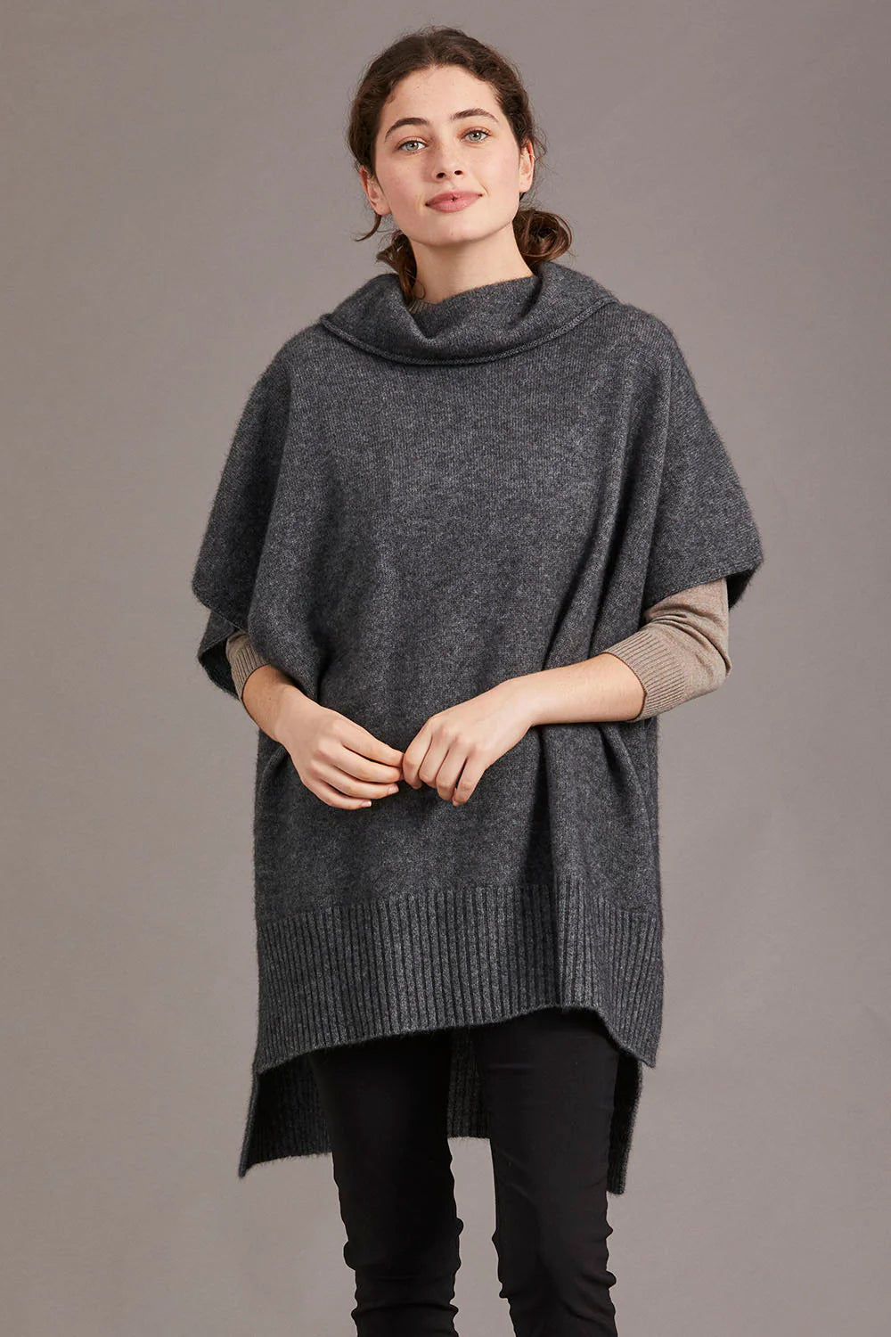 McDonald Textiles Step Hem Poncho Pewter
