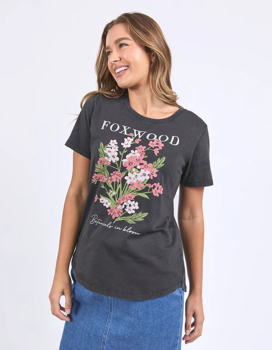 Foxwood Flowers Tee Washed Black