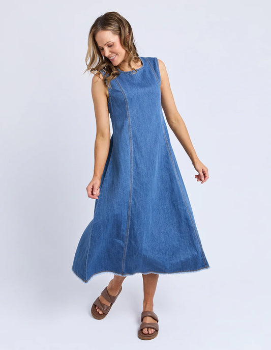 Foxwood Solene Denim Dress Mid Blue
