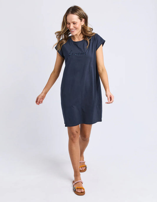 Foxwood Signature Embroidery Tee Dress Dark Sapphire