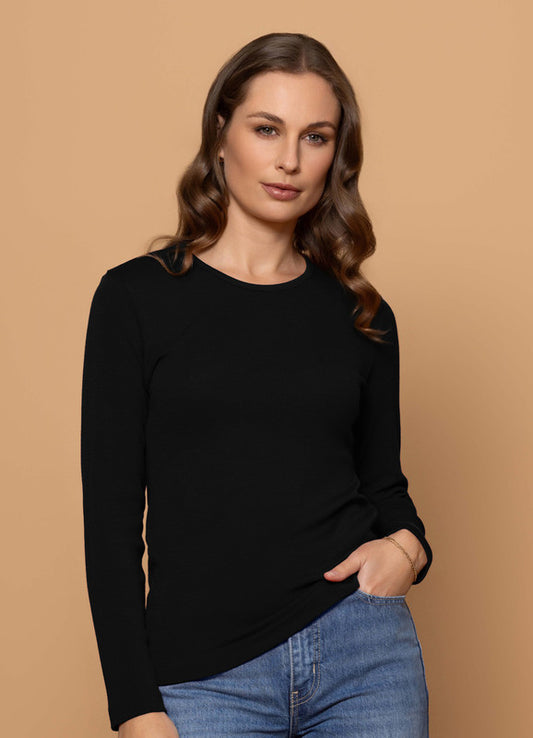 Bay Road Merino Harper Crew Black