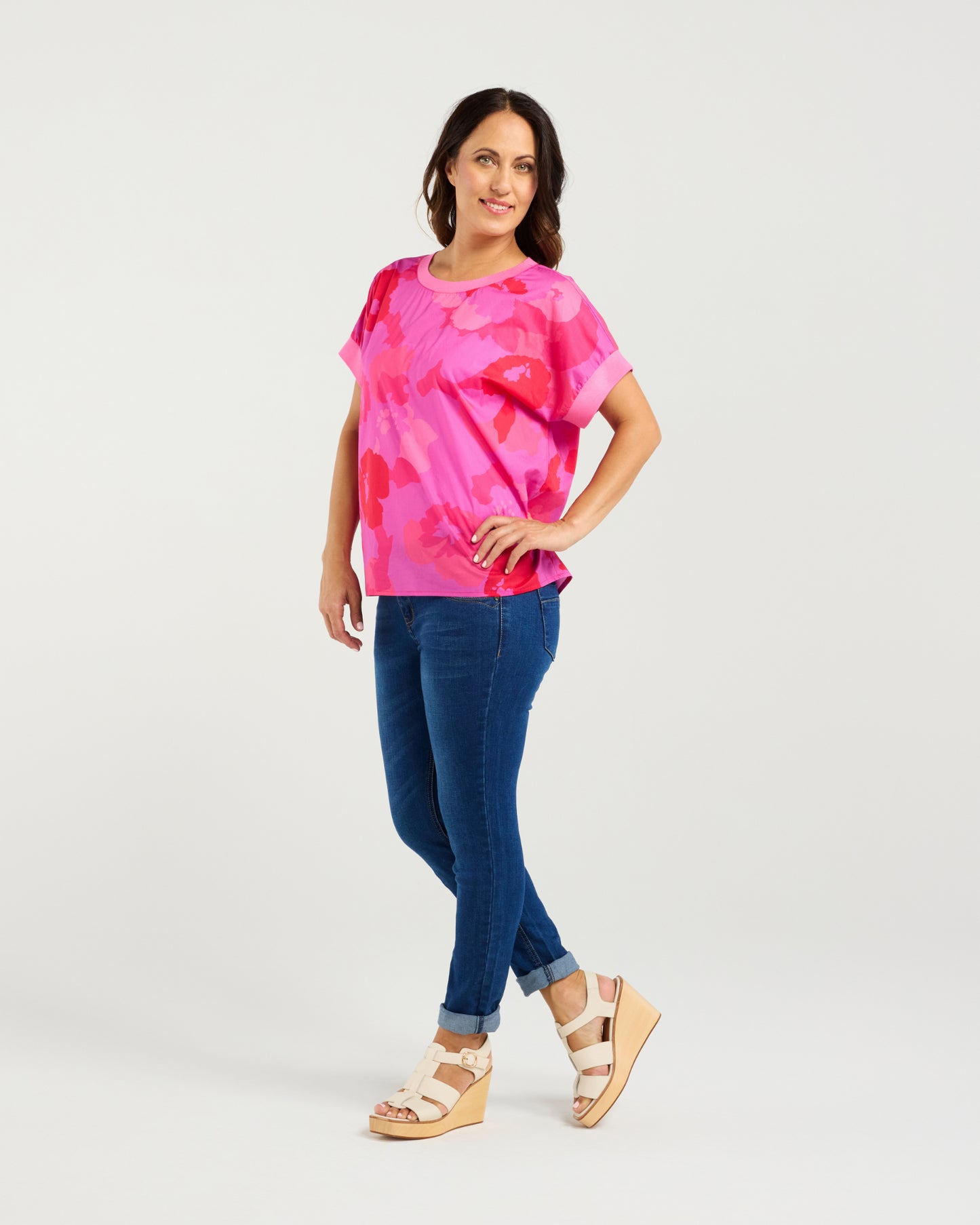 Zafina Olivia Top Fuchsia Burst