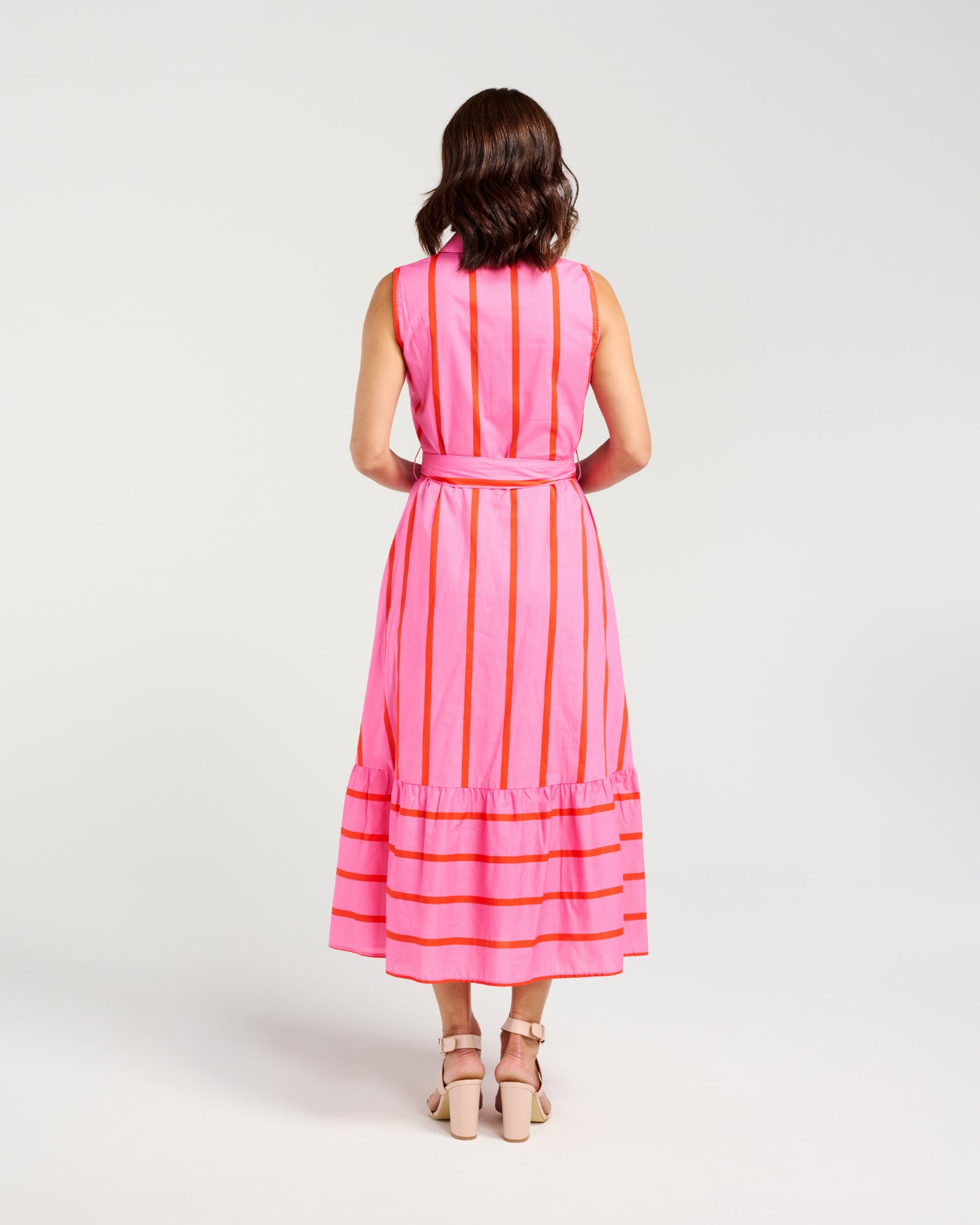 Zafina Peyton Dress Pink Red Stripe