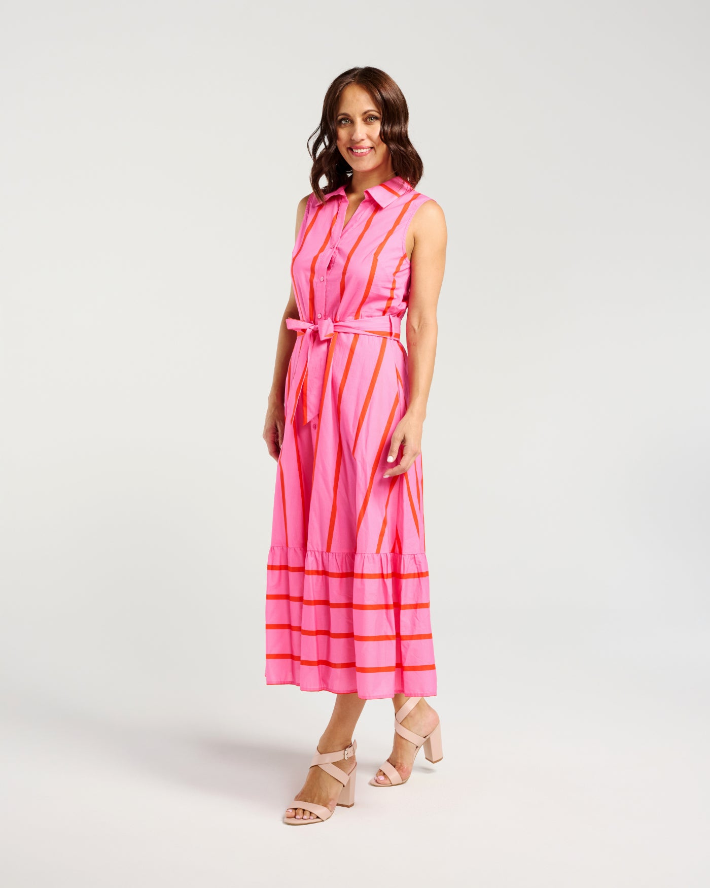 Zafina Peyton Dress Pink Red Stripe