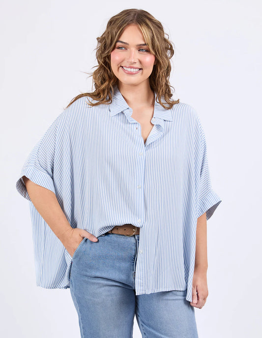 Elm Luna Shirt Dusk Blue & White Stripe