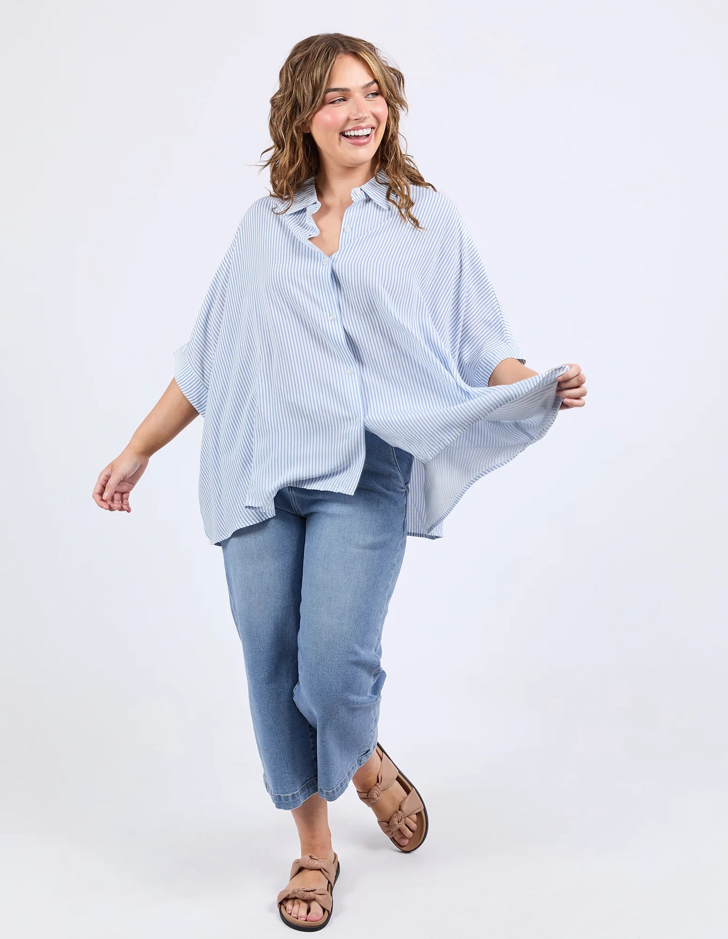 Elm Luna Shirt Dusk Blue & White Stripe