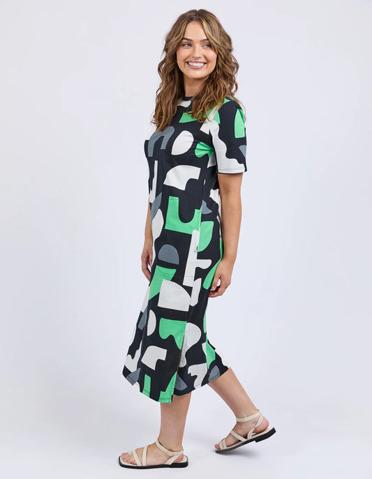 Elm Stijl Dress Abstract Yardage Print