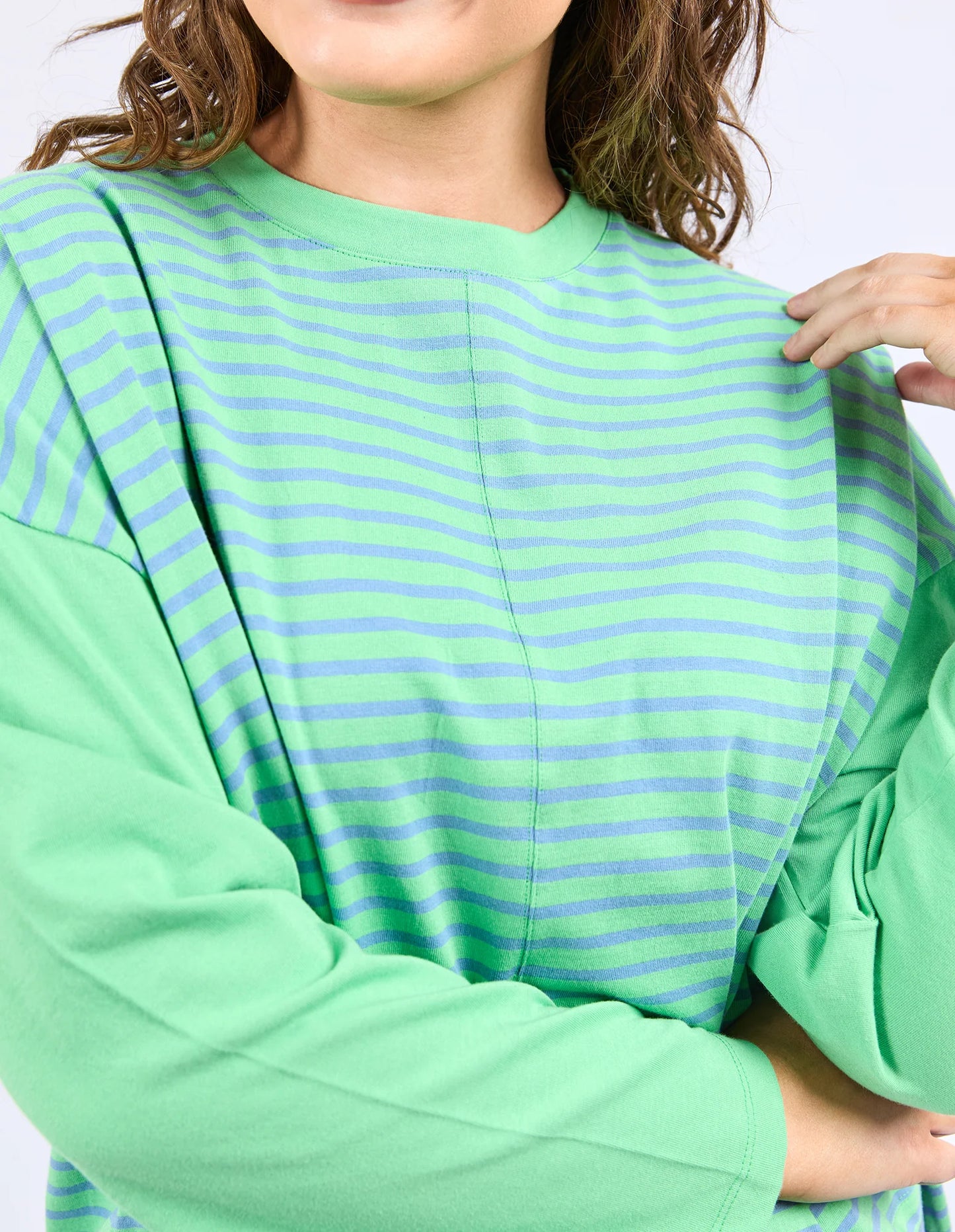 Elm Kova Sweat Dusk Blue & Green Stripe