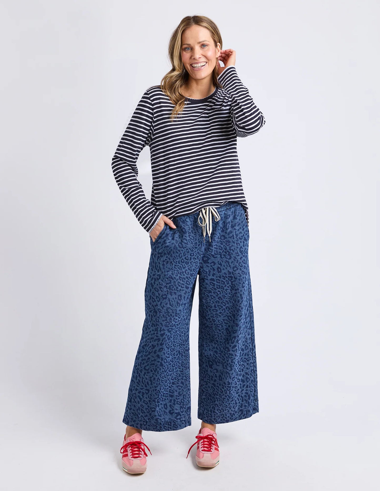 Elm Drea Long Sleeve Tee Navy/White Stripe
