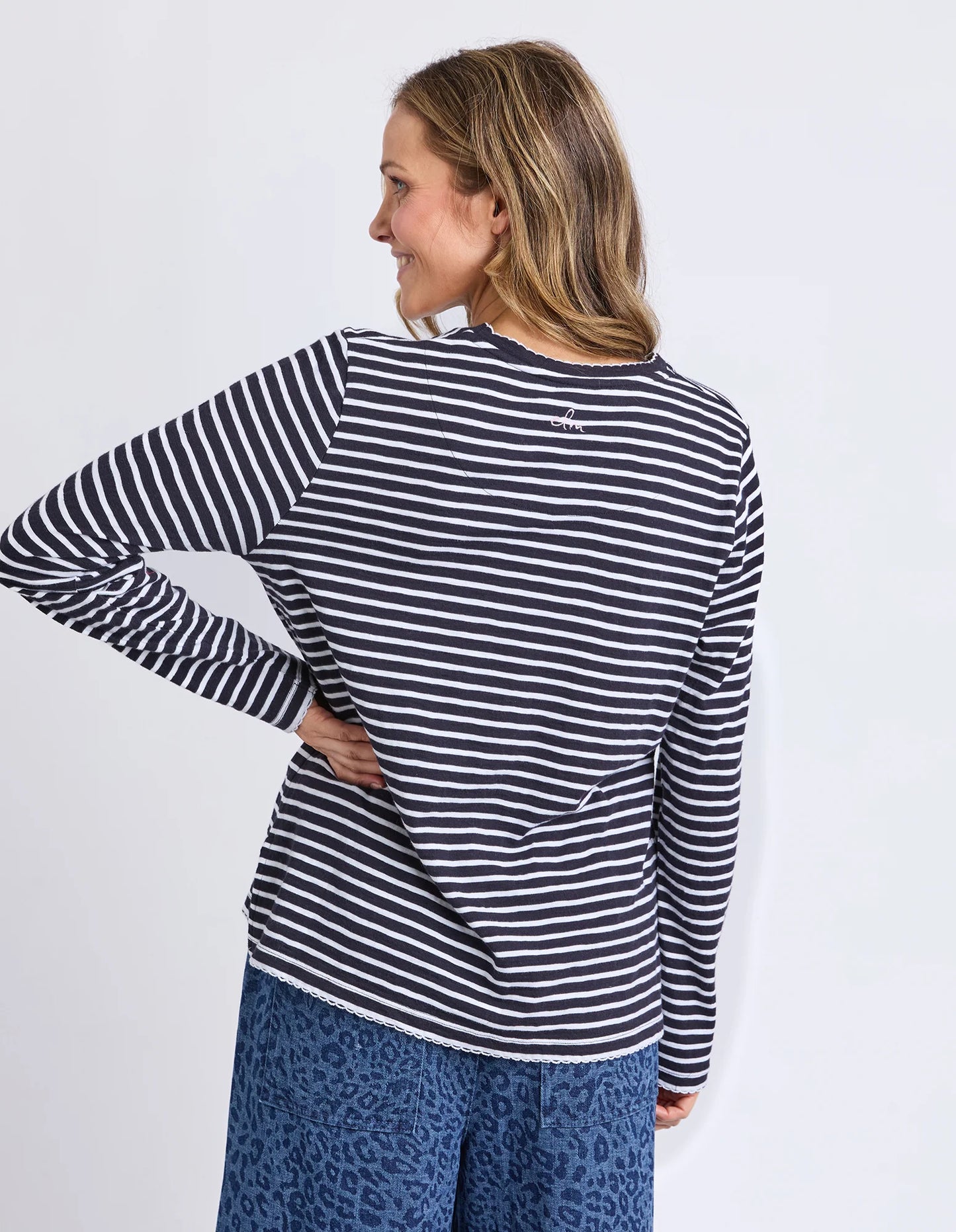 Elm Drea Long Sleeve Tee Navy/White Stripe