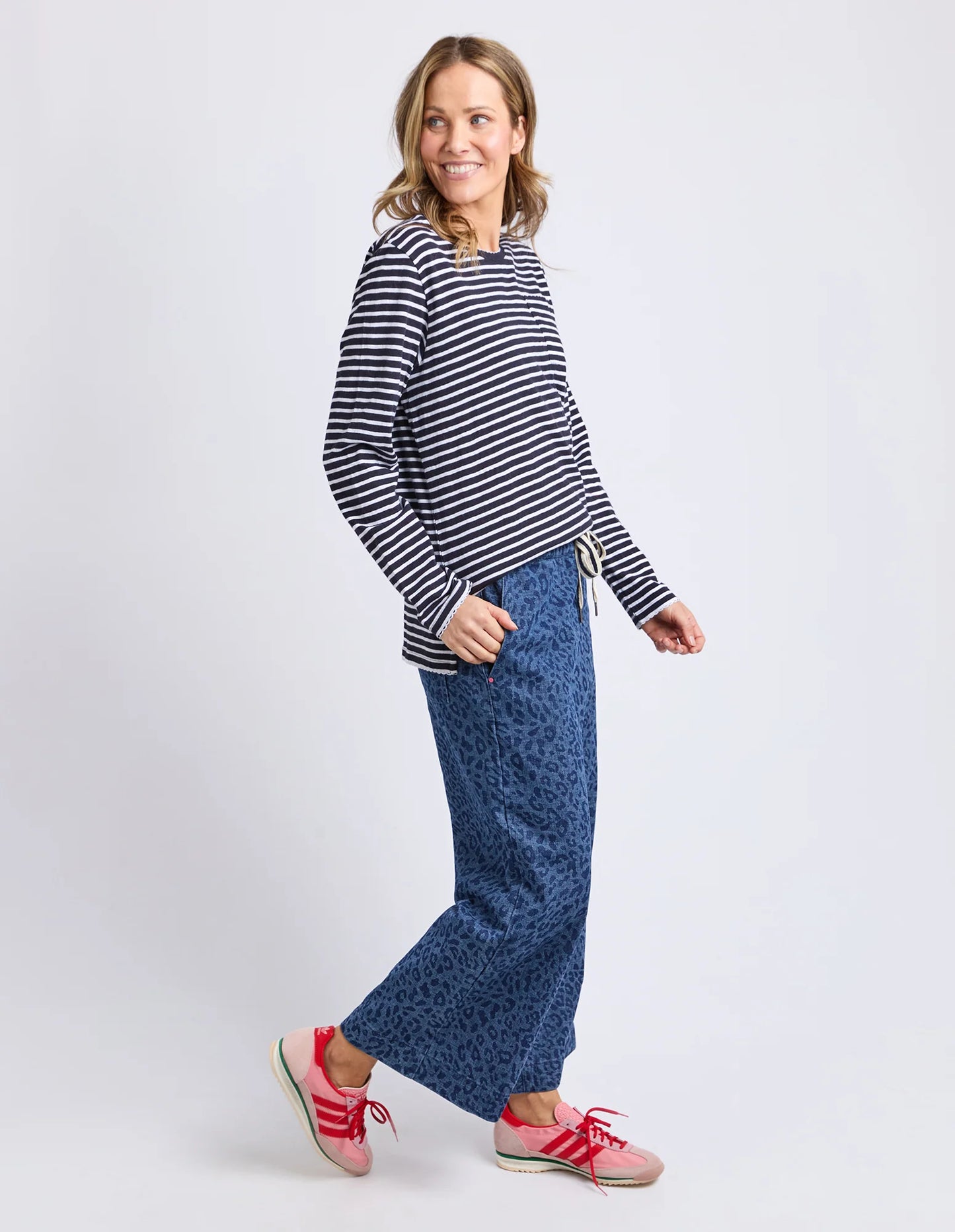 Elm Drea Long Sleeve Tee Navy/White Stripe