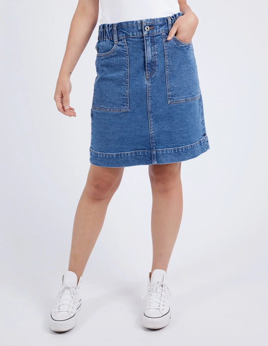 Elm Atlas Denim Skirt Dark Blue Wash
