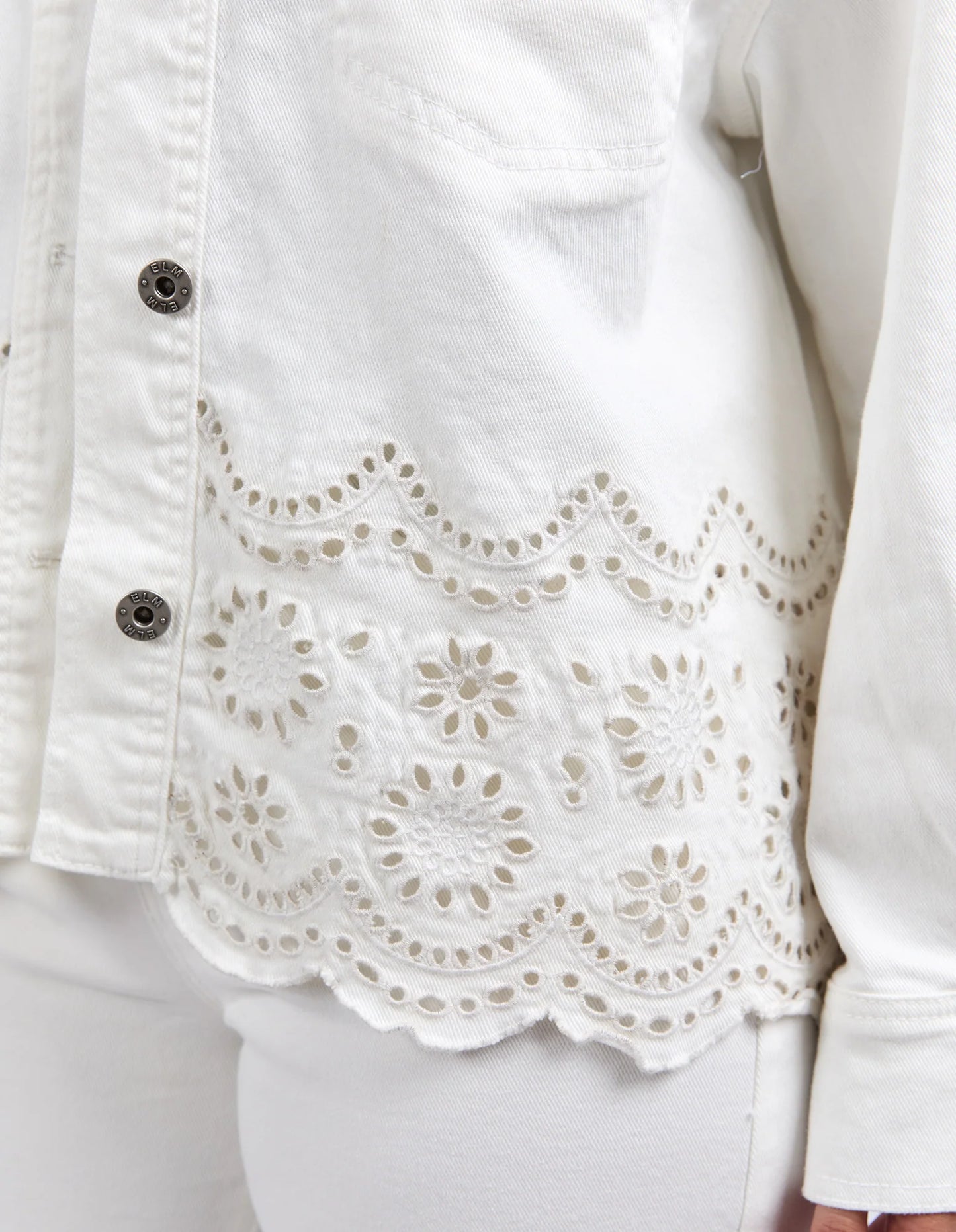 Elm Lace Denim Jacket Vintage White