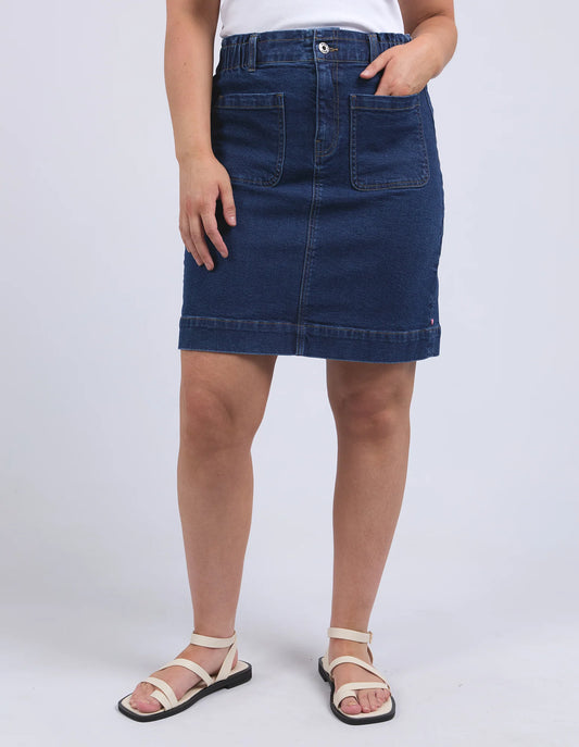 Elm Lennox Denim Skirt Dark Blue Wash
