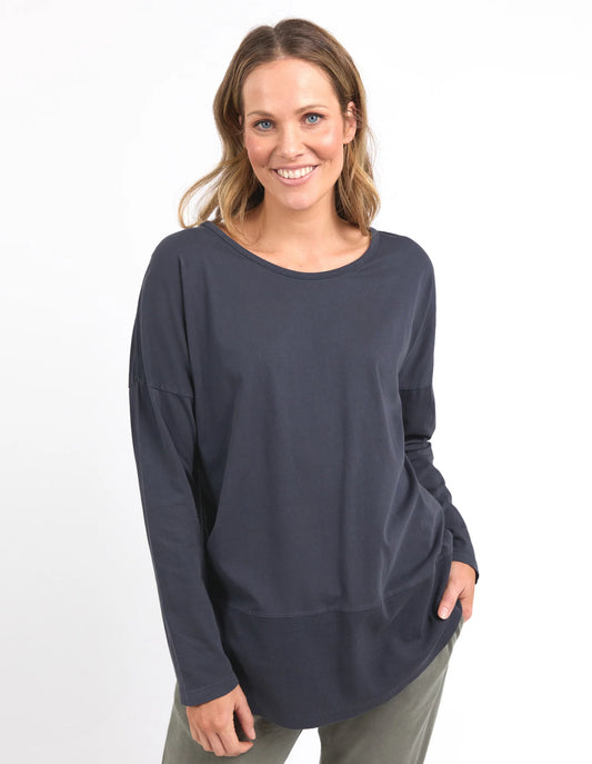 Elm Rib Long Sleeve Tee Deep Navy