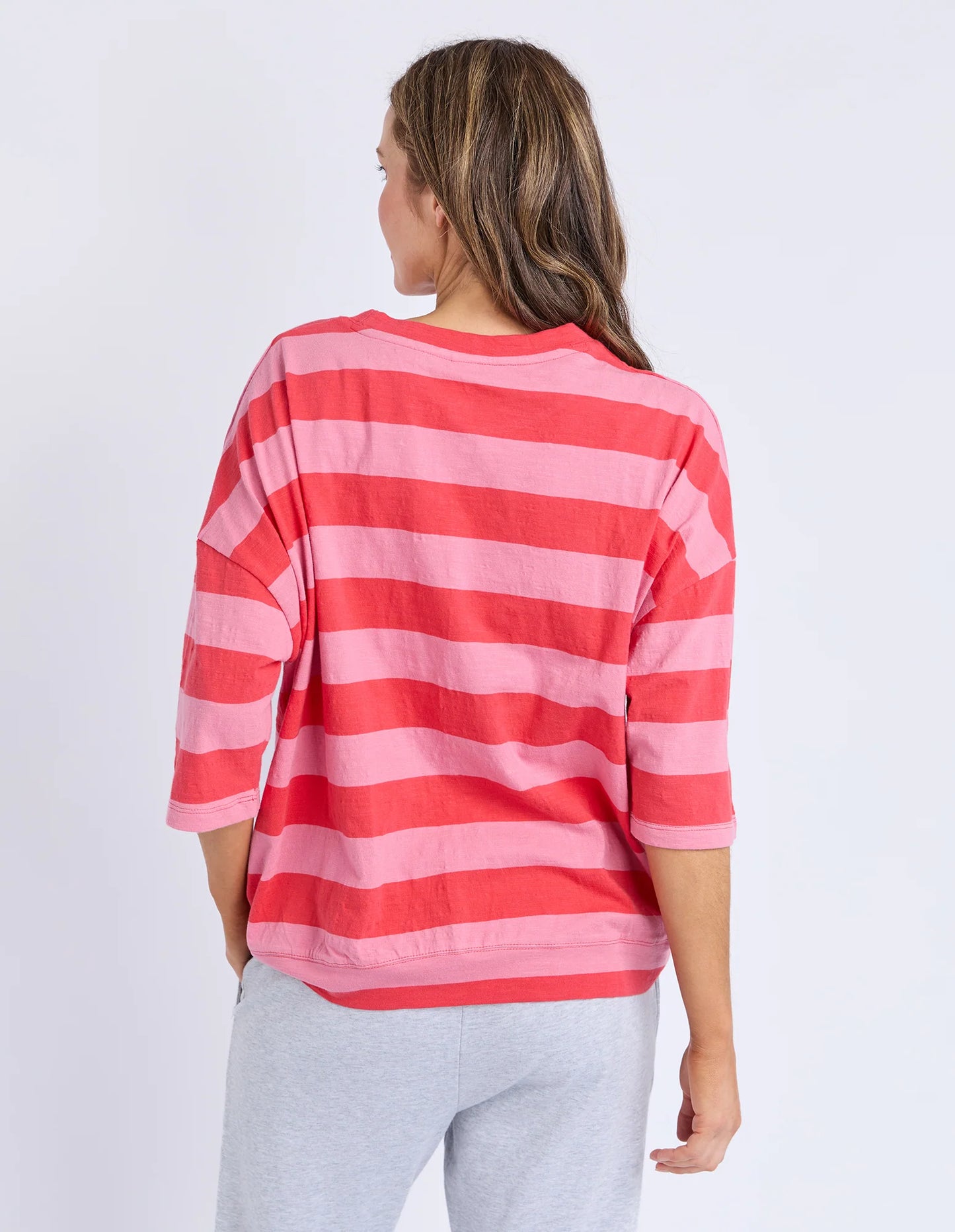 Elm Mazie Block Stripe Sweat Cayenne & Rose