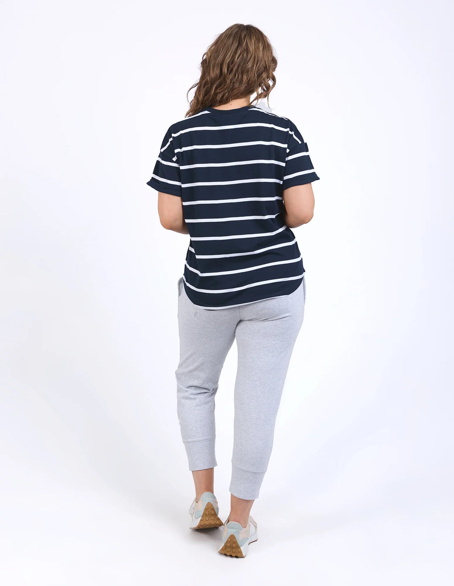 Elm Halli Short Sleeve Tee Navy & White Stripe