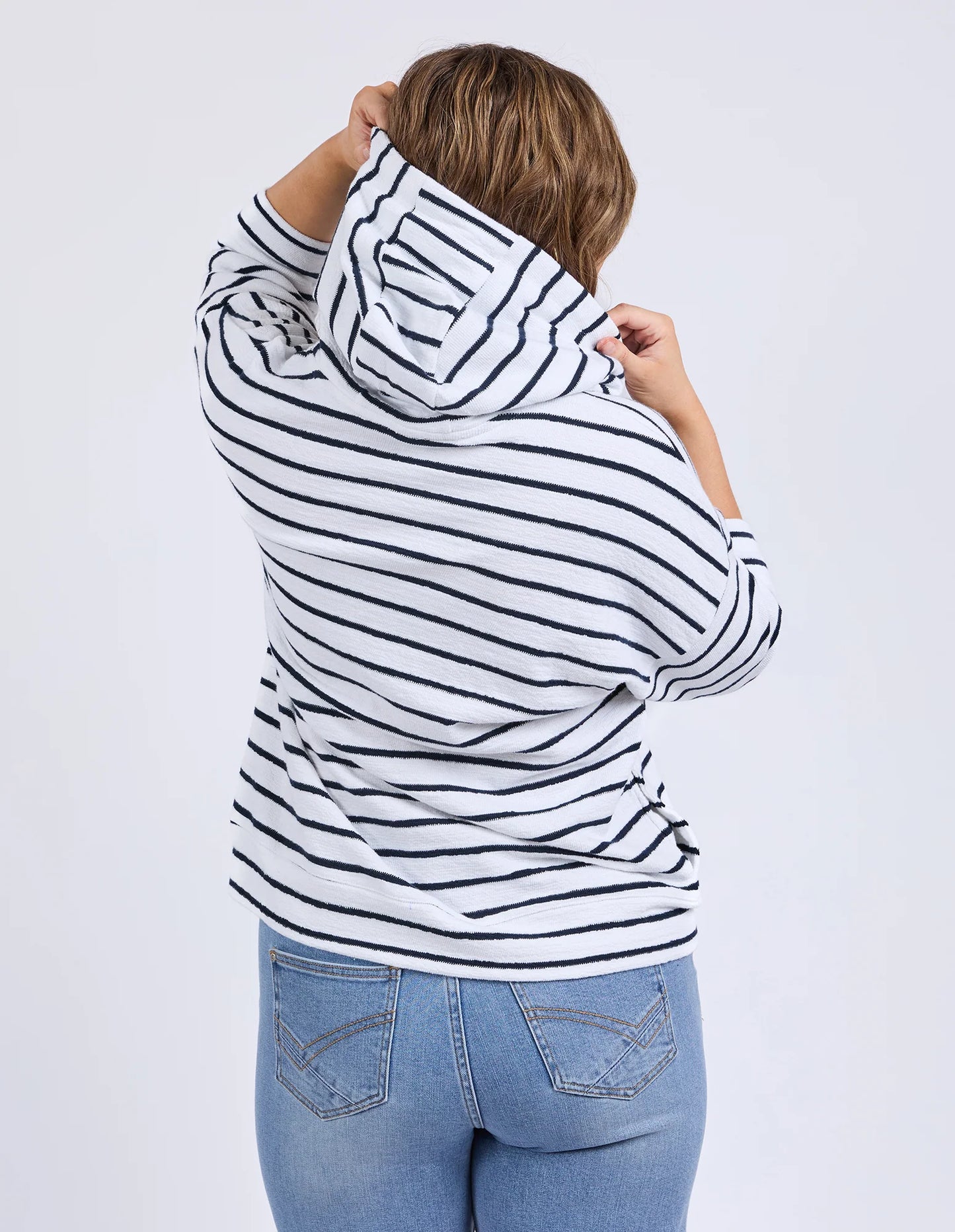 Elm Beachy Hoodie - Stripe White / Navy Stripe