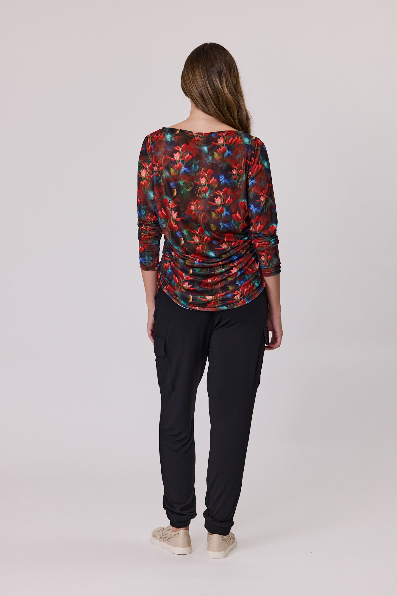 Jet Blonde Rouched Mesh Top Tulip