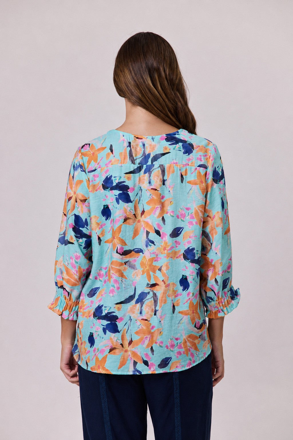 Democracy Summer Bloom Top Aqua
