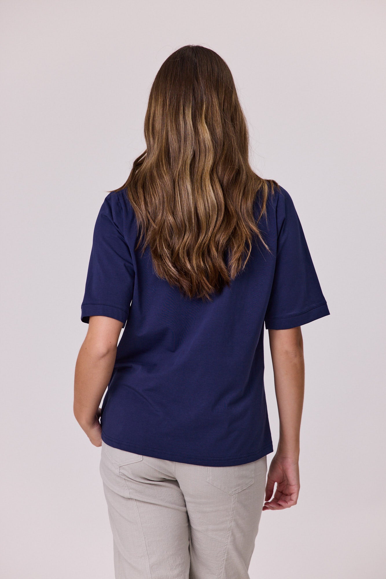 Democracy Diamante Trim T-Shirt Navy