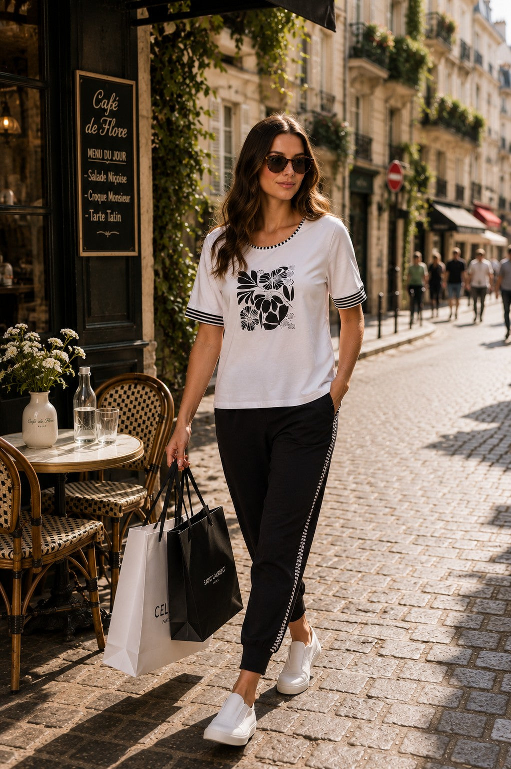 Democracy Stripe Trim T-shirt