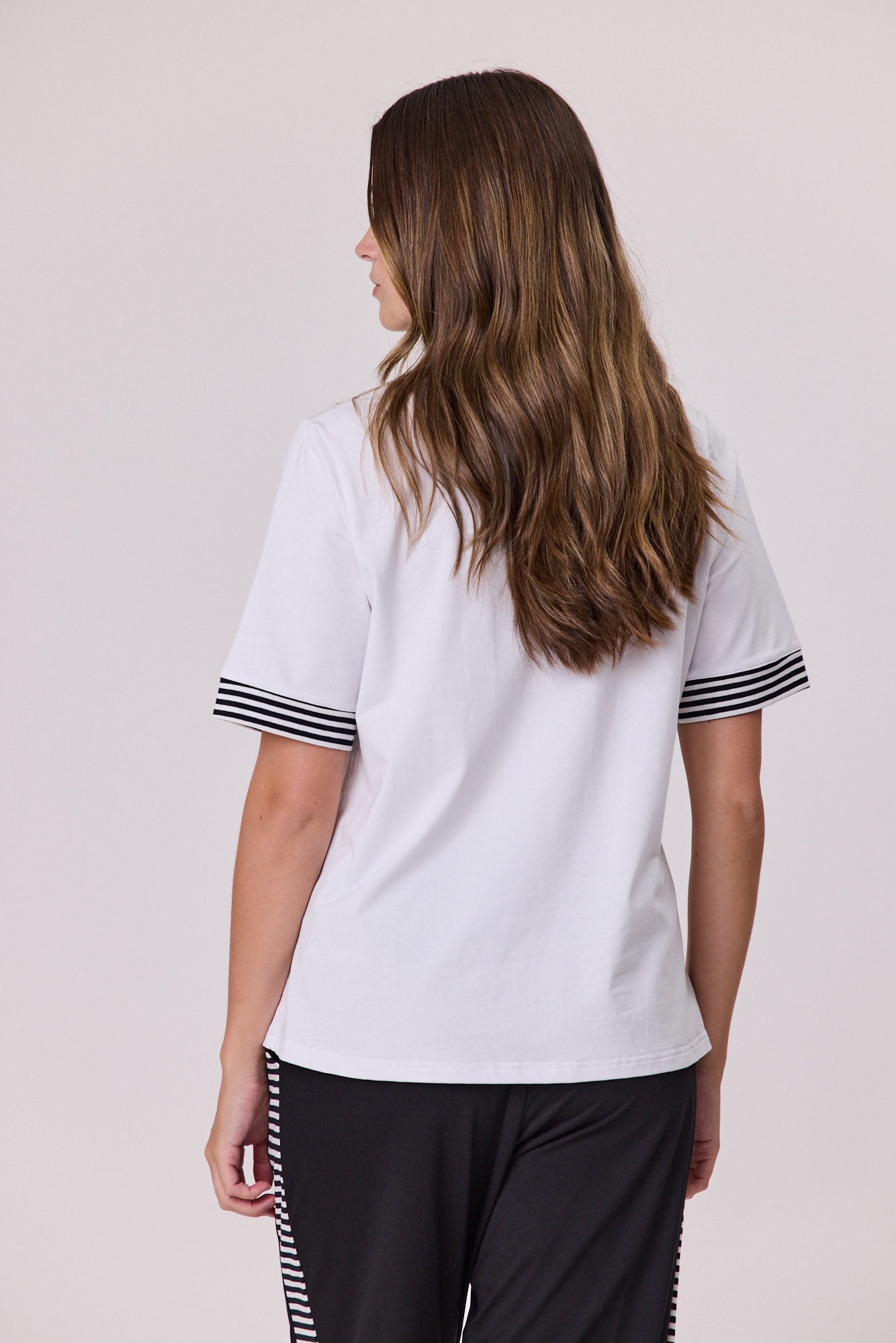 Democracy Stripe Trim T-shirt
