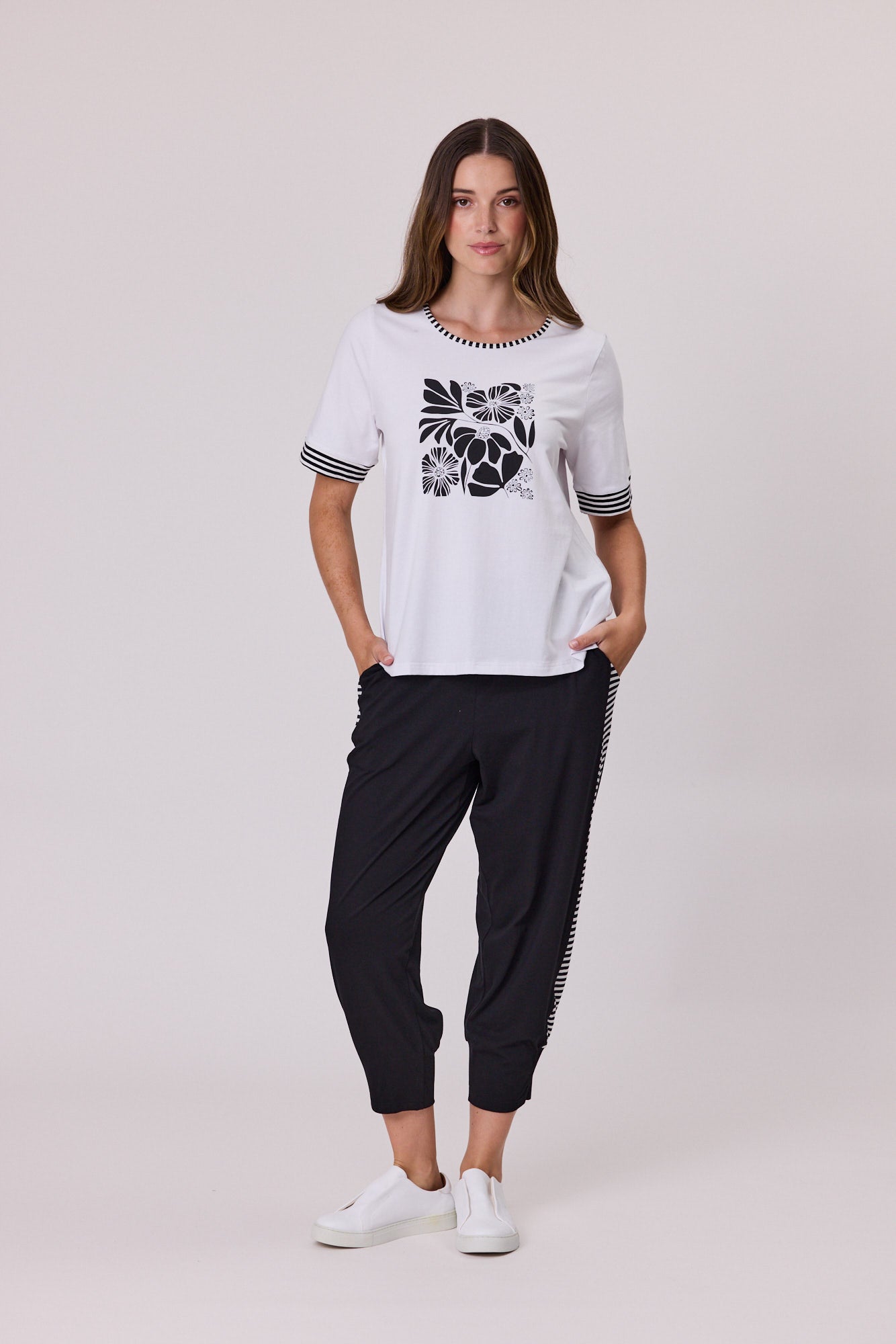 Democracy Stripe Trim T-shirt