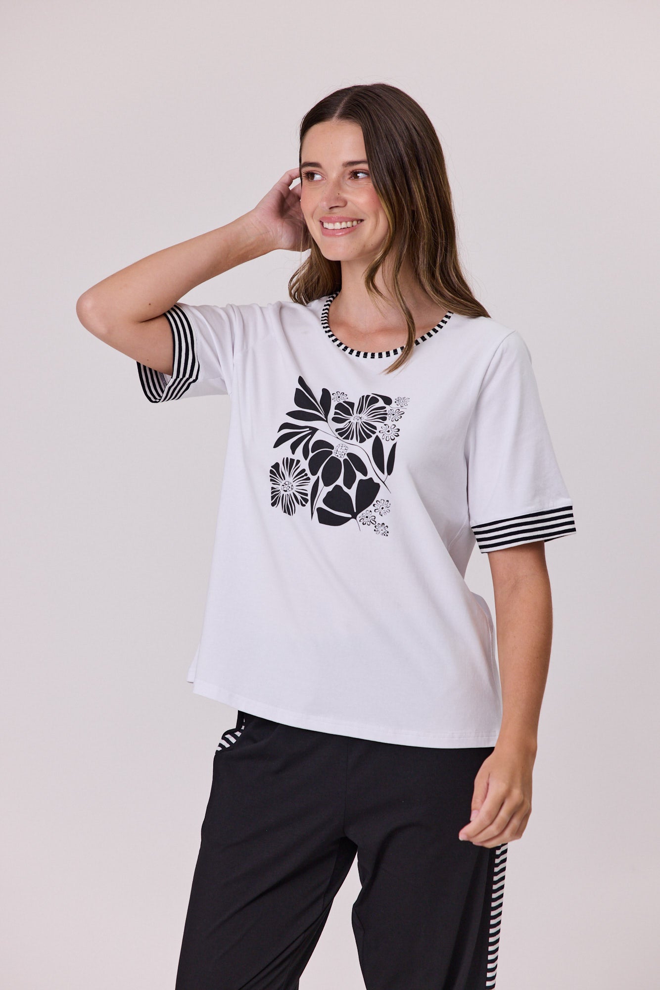 Democracy Stripe Trim T-shirt